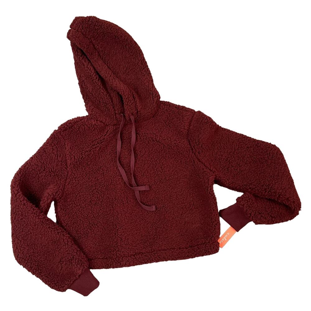 Colsie Women's Crisp Berry Sherpa Lounge Hooded Sweatshirt - Size XS - NWT